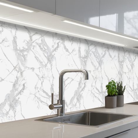 Kitchen Splashback Marble - Pure - Gray - Veins 250x60 cm