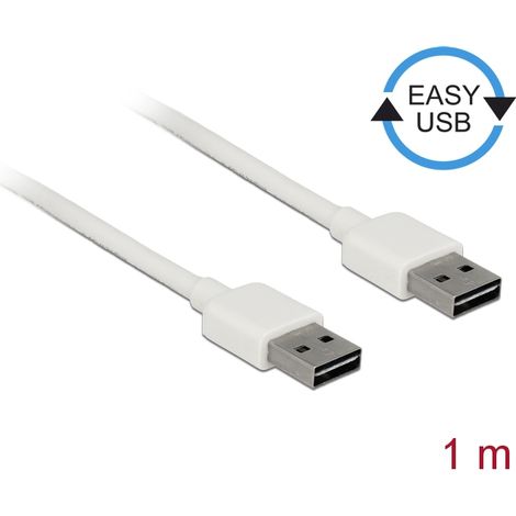 Delock Cable EASY-USB 2.0 Type-A macho EASY-USB 2.0 Type-A macho de 1 m blanco