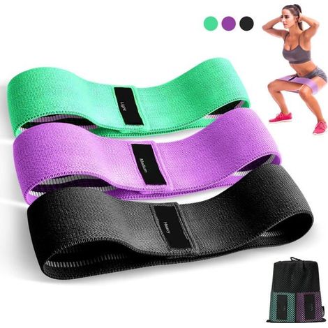 BelleRise - Bande Elastique Musculation en Tissu, Bande Elastique Fitness 3 Niveaux de Force, Elastique Sport pour Le Yoga/Pilates/Fitness (1/5)