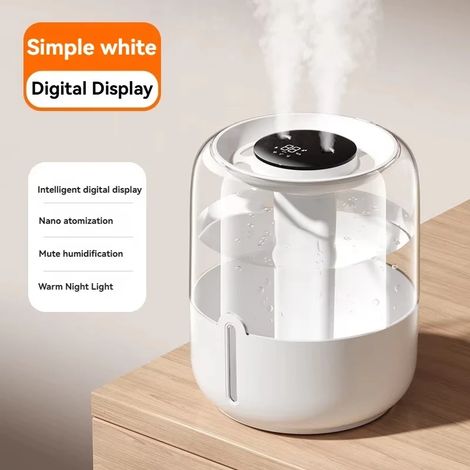 Humidificateur grande capacité (blanc) de 6,8 L avec double buse USB, purificateur d'air et fonctionnement silencieux. (1/5)