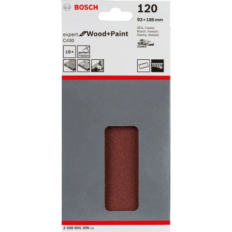 2608605306 - Set 10 Fogli abrasivi C430,93 x 186 mm, P120, EXPERT for LEGNO+VERNICE