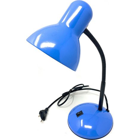 Lampada da scrivania con braccio flessibile snodabile luce lume da tavolo orientabile da cameretta blu