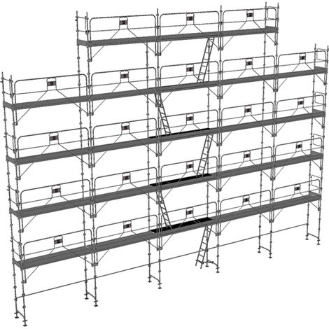Ponteggio 180m² : Struttura + Piani + Fermapiedi + Parapetto - MEKA48P-180-SPP
