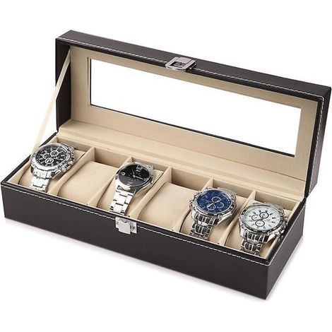 6 Compartiments30118cmbote  Montres En Bois Massif, Coffret Montres Homme/femme, Boite De Rangement Pour Montres, Organisateur Avec Couvercle En (1/5)