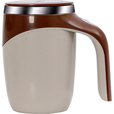 Tazza automescolante, ricaricabile, elettrica, magnetica, con agitatore rotante, adatta per ufficio/cucina/viaggi/casa, caffè/tè/cioccolata calda/latte - marrone 380 ml