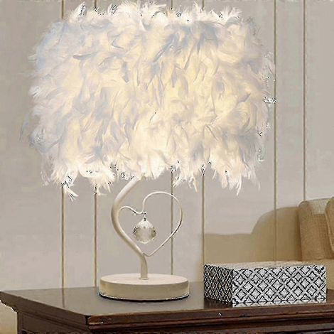 Lampe de table blanche en plumes pour la décoration de la table de chevet de la chambre (1/5)