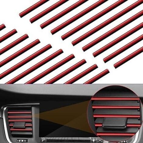 [NIEMALS VERWENDET] (Rot) 20 Stück 19,5 cm lange Lüftungsstreifen für Autos, dekorative Autostreifen, Innenraum-Zubehör für die Klimaanlage, Lüftungsauslässe
