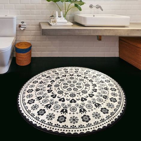 Tapis de Bain Medina, Lavable en Machine, Forme Ronde, 100x100 cm Multicolore (1/4)