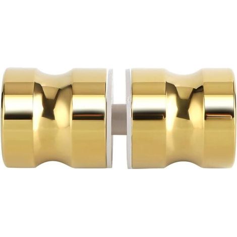 Poignées de Porte Multilatéral de Douche Rondes en Verre, en Acier Inoxydable, Poignées Rechange pour Cabine de Douche, Écran de Douche, Or (1/5)