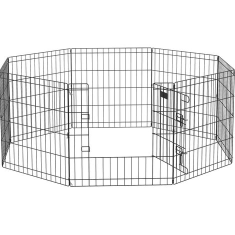 Enclos pour animaux avec porte, 61 cm, cadre métallique noir, adapté intérieur et extérieur (1/5)