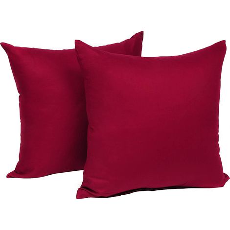Taies d'Oreillers 2 pièces en Coton WOLTU, utilisé pour Maison, Bureau, Salon , 50x50cm Bordeaux (1/4)