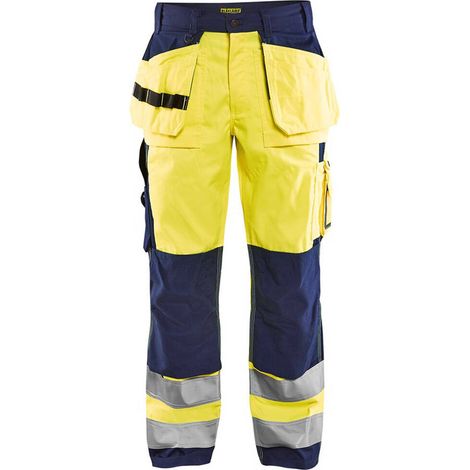 Pantaloni da lavoro artigianali ad alta visibilità 1533 - Giallo fluorescente/Navy 4XL - FR(58) - SE(C64) - Norme (1/5)