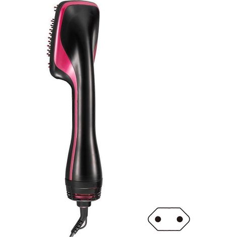 Brosse séchoir multifonctionnelle à air chaud pour un coiffage rapide, une réduction des frisottis et des cheveux sains. Prise UE. Rose rouge. (1/5)