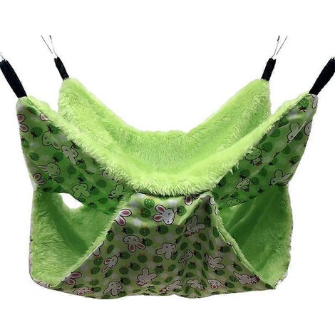 Joli hamac suspendu pour lit de glisseur, balançoire pour rat, chinchilla, perroquet, cochon d'Inde, taille L, vert. Idéal pour petits animaux, détente et jeu.