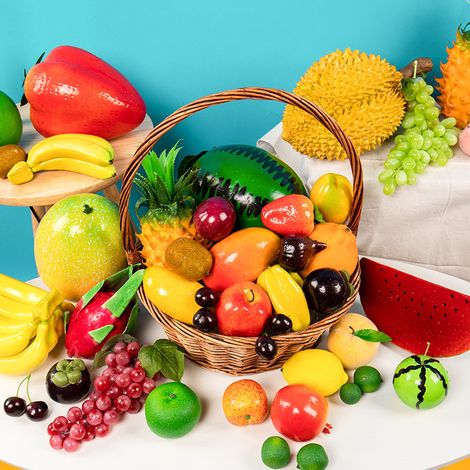 Modèle De Fruit Et Légume En Mousse - Simulation Réaliste Pomme Citron - Décoration Maison Bureau Photo - Lot De 6 Pièces (1/5)