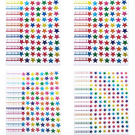 Autocollants Étoiles - Feuilles Aluminium Adhésives - Pour École Maison Bureau Décoration - Lot De 4 Feuilles (1/5)