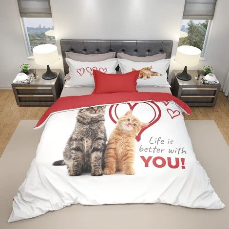 Ensemble d'enveloppes de Couette - Animaux, Single - avec Housse de Couette, Taie d'oreiller - pour Le Lit -Multicolore en Coton, 150 X 200cm (1/3)