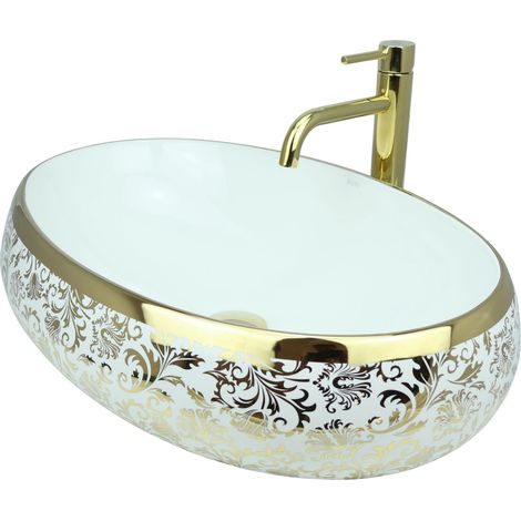 GTM Design Aufsatzwaschbecken 60 cm – Glanz Modern Waschbecken ohne Hahnloch – Elegantes Aufsatzwaschbecken Oval für Badezimmer und Gäste WC – nur Bad Waschbecken (1/5)