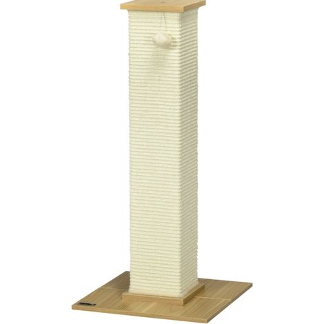 Rascador para gatos con juguete 38 x 38 x 80 cm sisal y madera beige natural HOMVRA (1/5)