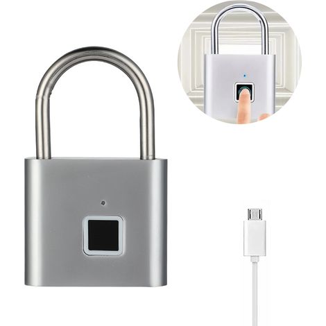 Cadenas intelligent à empreintes digitales, cadenas chargement biométrique à empreintes digitales, intelligent USB (1/5)