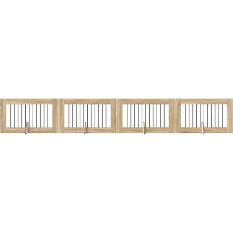 Foldable Dog Gate with Stands 4 pcs Sonoma Oak 401 cm vidaXL