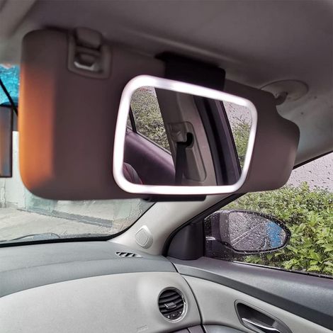 Miroir de Maquillage de Voiture Pare-soleil LED Lumineux Tactile avec Miroir de Courtoisie Copilote, Lumières LED Intégrées, Interrupteur Tactile 1812cm Blanc (1/5)