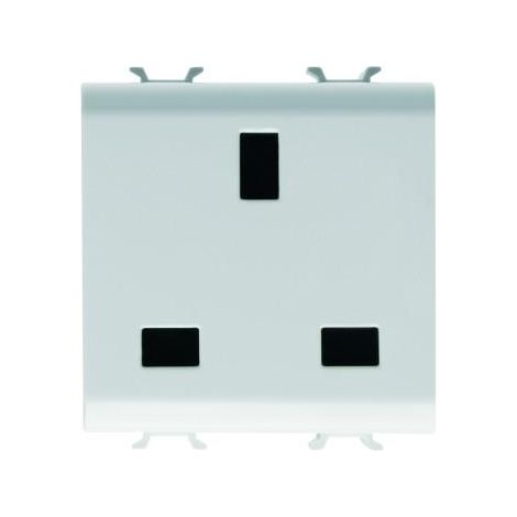 PRISE 2M 2 P+T 13A STD ANGLAIS BLANC GEWISS GW10296