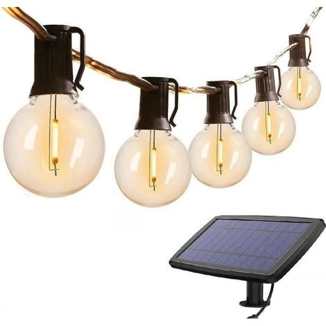Globe décoratif solaire G40 de 7,6 m pour terrasse, jardin ou bistro, avec 10 ampoules. (1/5)
