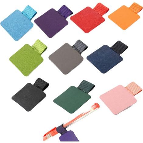 Pen Holder,10 Pièces Pencil Porte Stylo Adhésif Autocollant Pen Loop Cuir Durable Boucle de Stylo avec Élastique Porte Pencil Poche Stylet (1/5)
