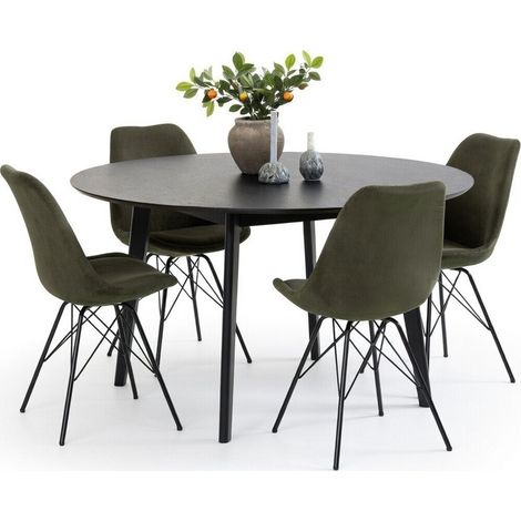 Conjunto de mesas y sillas para comedor Norsica 505, Chaqui + Negro, 76x0x0cm, Diámetro: 140, Número de asientos: 4, Estilo: Contemporary
