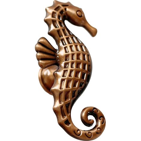 Antique solid zinc drawer handle for seahorse 70 mm (copper) (1/5)