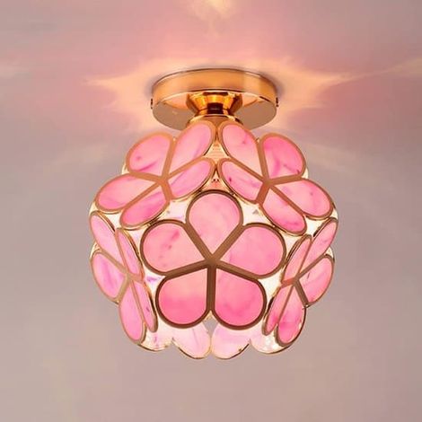 Plafonnier moderne en cristal E27 rose pour chambre, salon ou couloir (1 pièce) (1/5)
