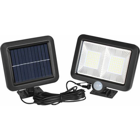 Lampe Solaire Exterieur Detecteur de Mouvement, LED Spot Solaire Exterieur, Étanche IP65 Angle d'éclairage de 120°, Lumière Solaire avec Câble de 5M pour Cabanon, Garage, Jardin, Balcon，Fonepro，,DEBUN (1/4)