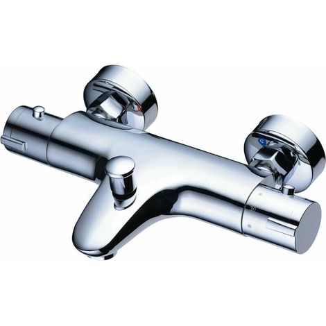Mitigeur Thermostatique - Baignoire Douche - Corps En Laiton - Finition Chromée - Espacement 135 À 175 Mm - Température Réglable 20 À 50 °C - 1 Pièce