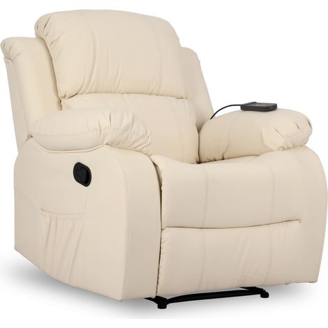 Fauteuil Relax beige Nalui Fauteuil inclinable à 160°, 8 moteurs silencieux, chauffage lombaire, 4 zones de massage et PU anti-écrasement (1/5)