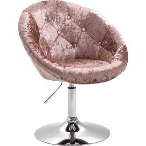 Svita – Fauteuil club pivotant velours champagne – Design rétro – Hauteur réglable 43-54 cm – Pied chromé stable – Confort optimal (1/5)