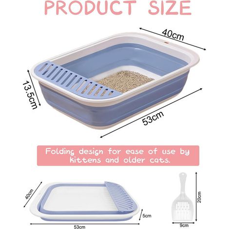 Bac à litière pliable pour chat avec pelle caisse de toilette portable de voyage pour chatons et chats âgés (1/5)