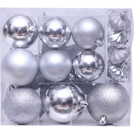 18-teiliges silbernes Weihnachtsbaumschmuck-Set