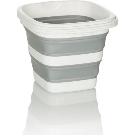 Faltbarer Eimer, CLEAN SILE 5l eckig Kunststoff grau/weiß hjh OFFICE