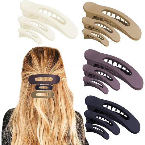 Lot de 12 pinces à cheveux plates en forme d'alligator antidérapantes dans des couleurs neutres, idéales pour un usage quotidien, durables, multicolores (1/5)