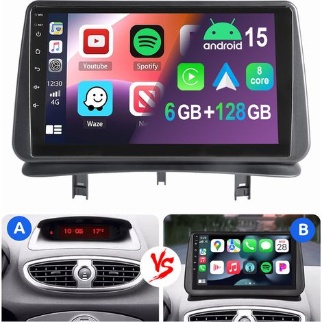 Autoradio Android 8 cœurs 6+128Go pour Renault Clio 3 (2005-2014) CarPlay 4G LTE GPS Wi-Fi 6+128G (1/5)