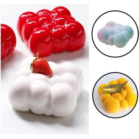 Gâteau Moule en Silicone 3D Bubbles Clouds 6 cavités Moules à gâteau carrés à mousse pour décoration en forme de nuage gâteau [112] (1/4)