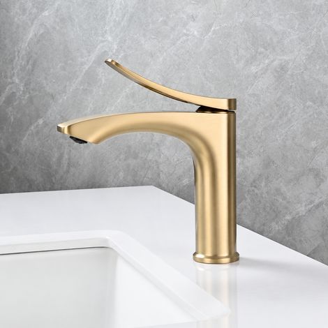 Mitigeur lavabo salle de bain or brossé robinet eau chaude froide monotrou 32 × 23,5 × 7 cm 1,684 kg – Livraison gratuite (1/5)