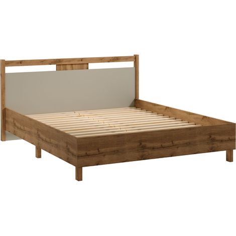 AX LIVING 160 x 200 Bett Iseonia 160 – 171 cm breit, Eiche Wotan/Beige