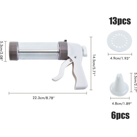 Pistolet à biscuits en acier inoxydable avec 13 disques et 6 douilles à pâtisserie pour la pâtisserie maison (1/5)