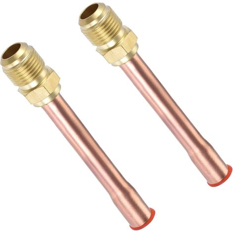 3/8 SAE Metal One-Way Air Valve, 2Pcs Flare Connector Male Thread Adapter Access Valve for Air Conditioner System