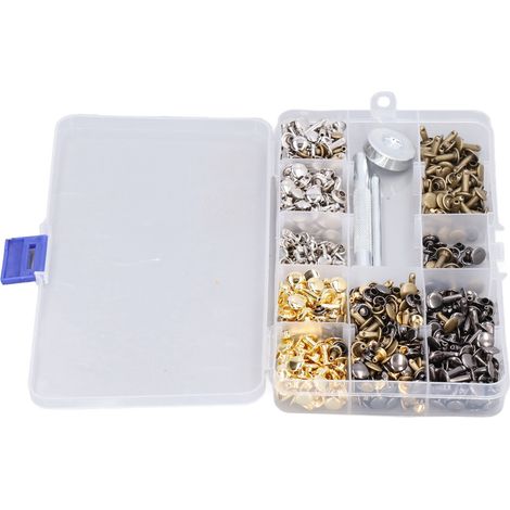 360 Metall-Rohrniethülsen für Leder, 6 mm und 8 mm, mit Setzzange und Stempel, 360er-Packung (1/5)