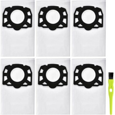 5 sacs de rechange pour Karcher,Compatible avec aspirateur Karcher KFI 357 KWD1、KWD2、KWD3、WD2 Plus、WD3、SE 4001、SE 4002、WD 3.200-WD 3.800 M、2.863-314.0(5 sacs filtrants+1 brosses)