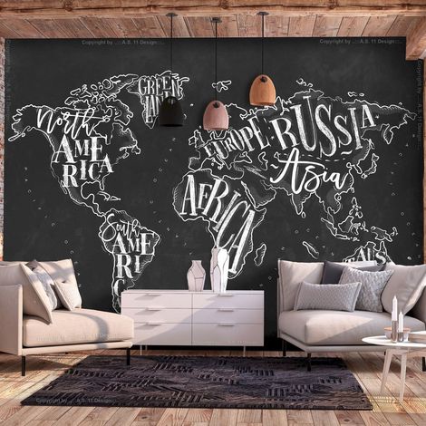 Papier peint adhésif Continents rétro - 294 x 210 cm