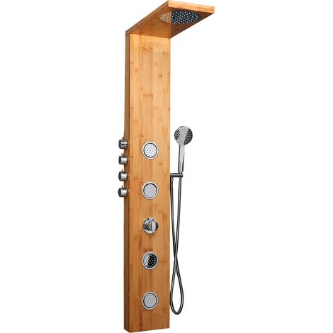 Colonne d'hydromassage thermostatique en finition bambou modèle Thaïlande (1/5)